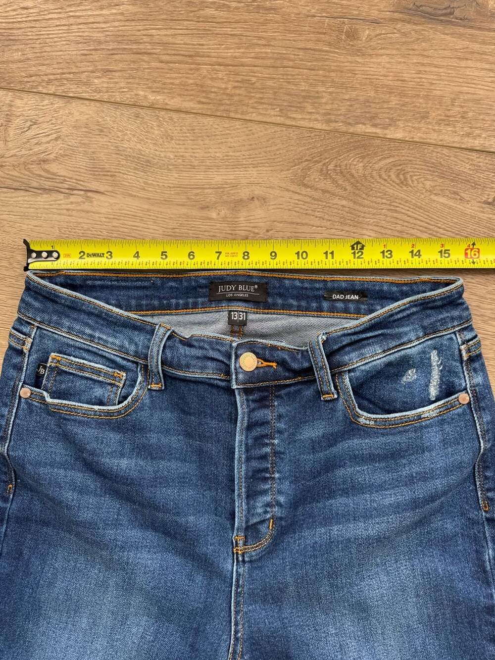 Judy Blue High Rise Dad Jeans Raw Hem Medium Wash Denim Size 13/31 - Picture 7 of 15